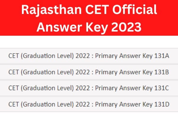 Rajasthan CET Official Answer Key 2023
