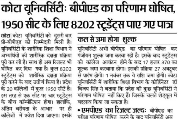 UOK Pre bped Result 2023