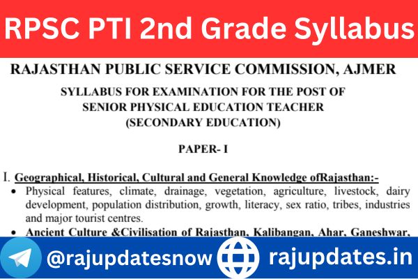 RPSC PTI 2nd Grade Syllabus in Hindi