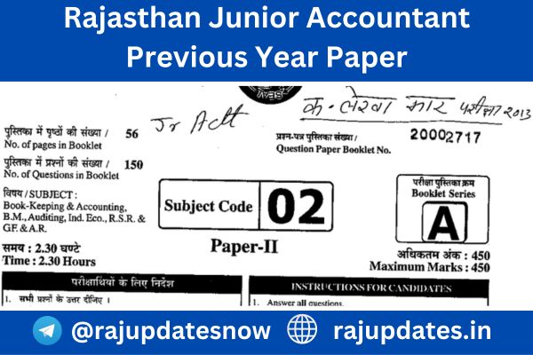 Rajasthan Junior Accountant Previous Year Paper