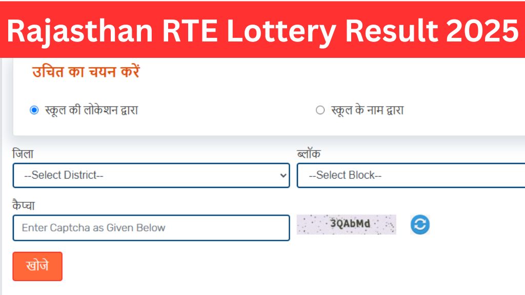 Rajasthan RTE Lottery Result 2025