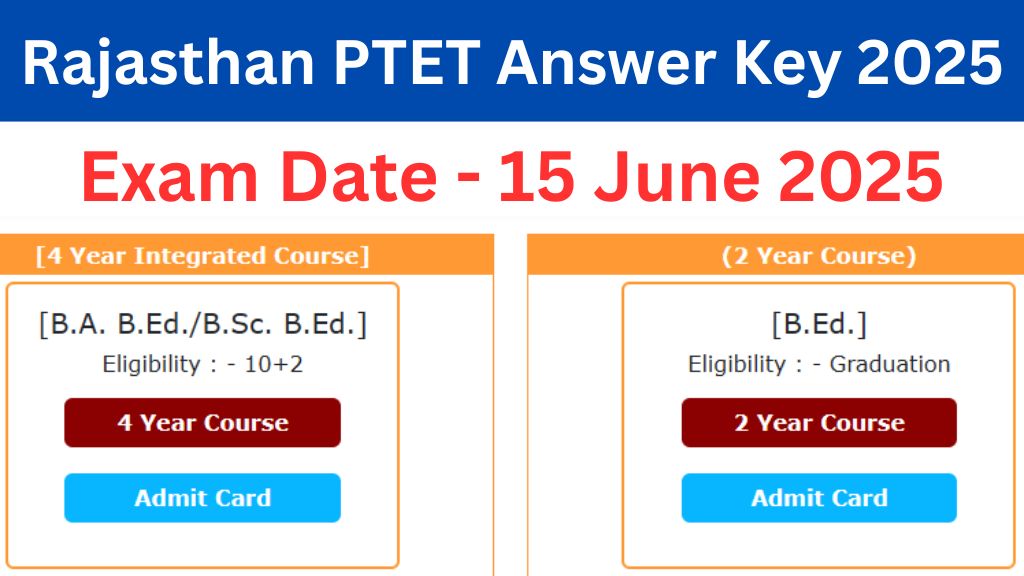 Rajasthan PTET Answer Key 2025