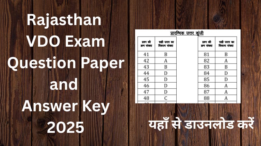 Rajasthan VDO Exam Question Paper and Answer Key 2025