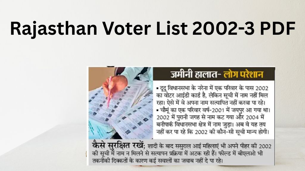 Rajasthan Voter List 2002-3 PDF Download