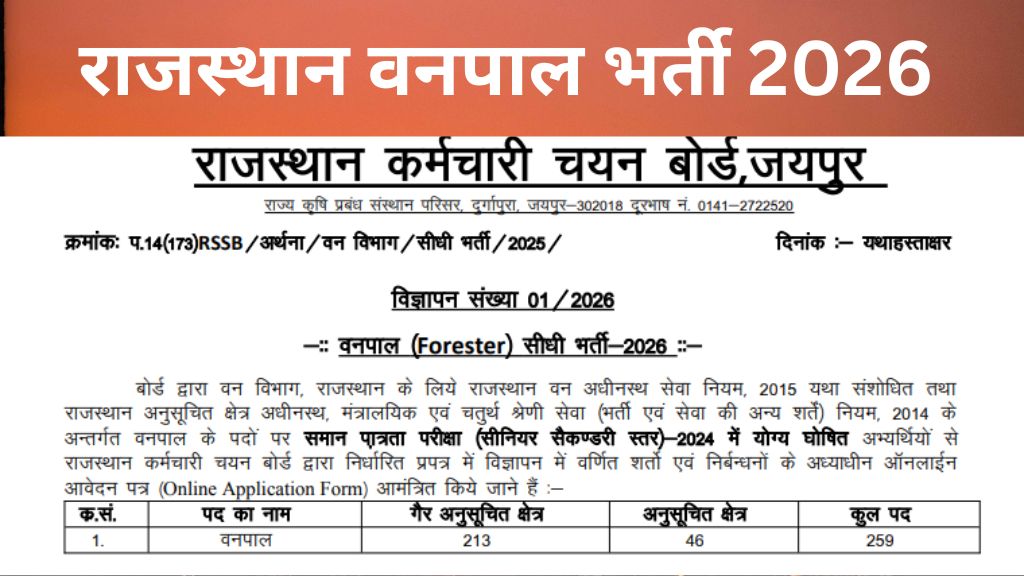 Rajasthan Vanpal Bharti 2026