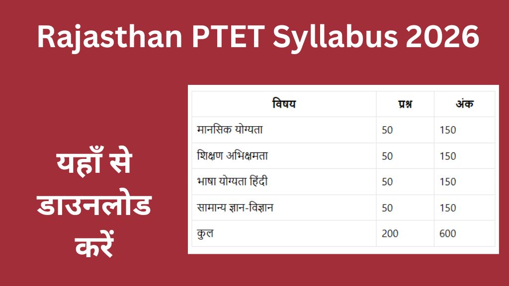 Rajasthan PTET Syllabus 2026