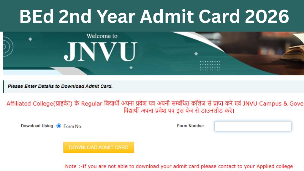 JNVU BEd 2nd Year Admit Card 2026